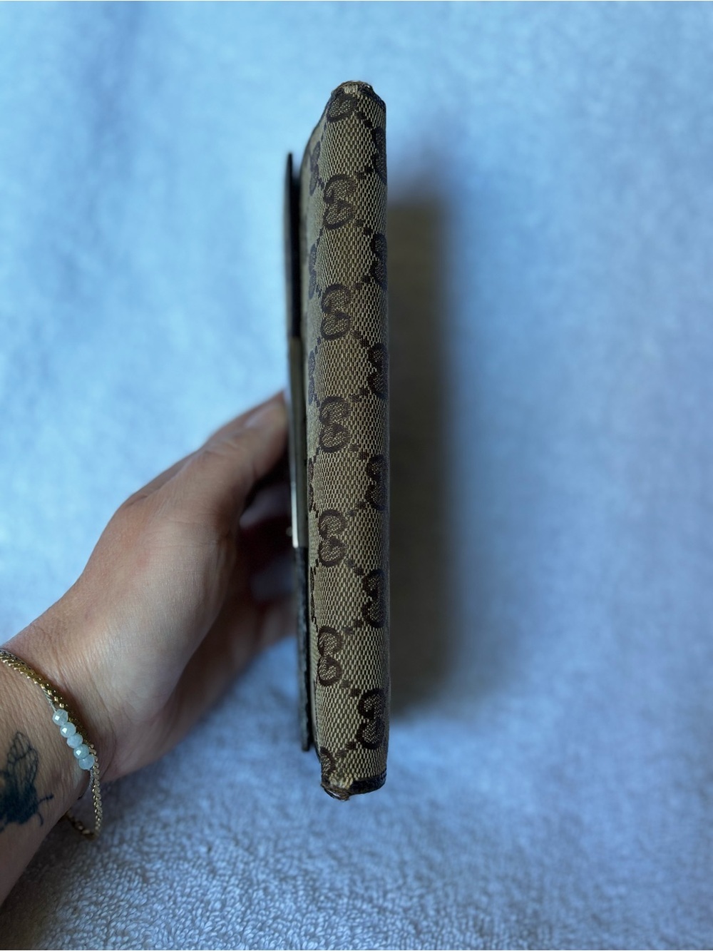 🇺🇸Gucci Beige Brown GG Canvas Continental Wallet with Metal Logo Plate - Picture 7 of 9